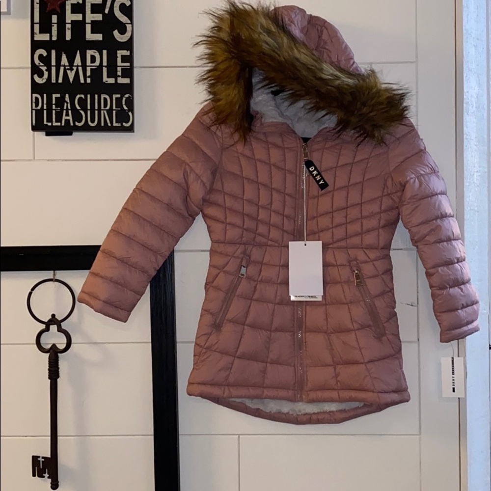 NWT DKNY Sport Girls insulated faux fur jacket